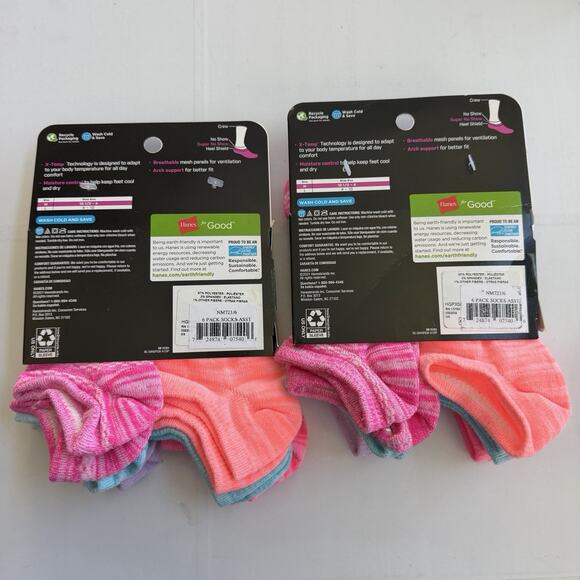 New HANES (12 Pair) Premium Performance Super No Show Socks Girls Size 10.5-4 - Picture 2 of 5